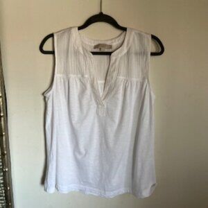 🧡3/15 LOFT White Cotton Sleeveless Top Women's M